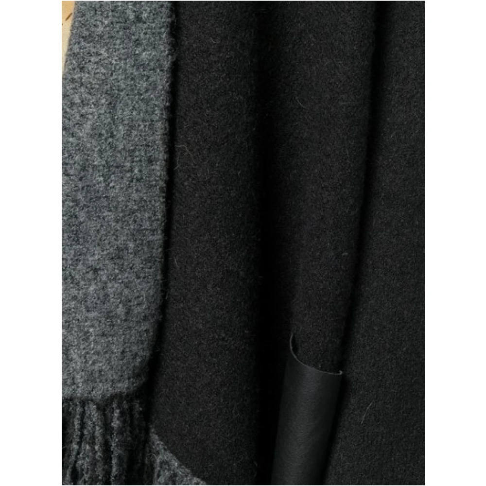 Liu Jo Lange Mantel met Franjes en Kunstleren Zakken Black Dames