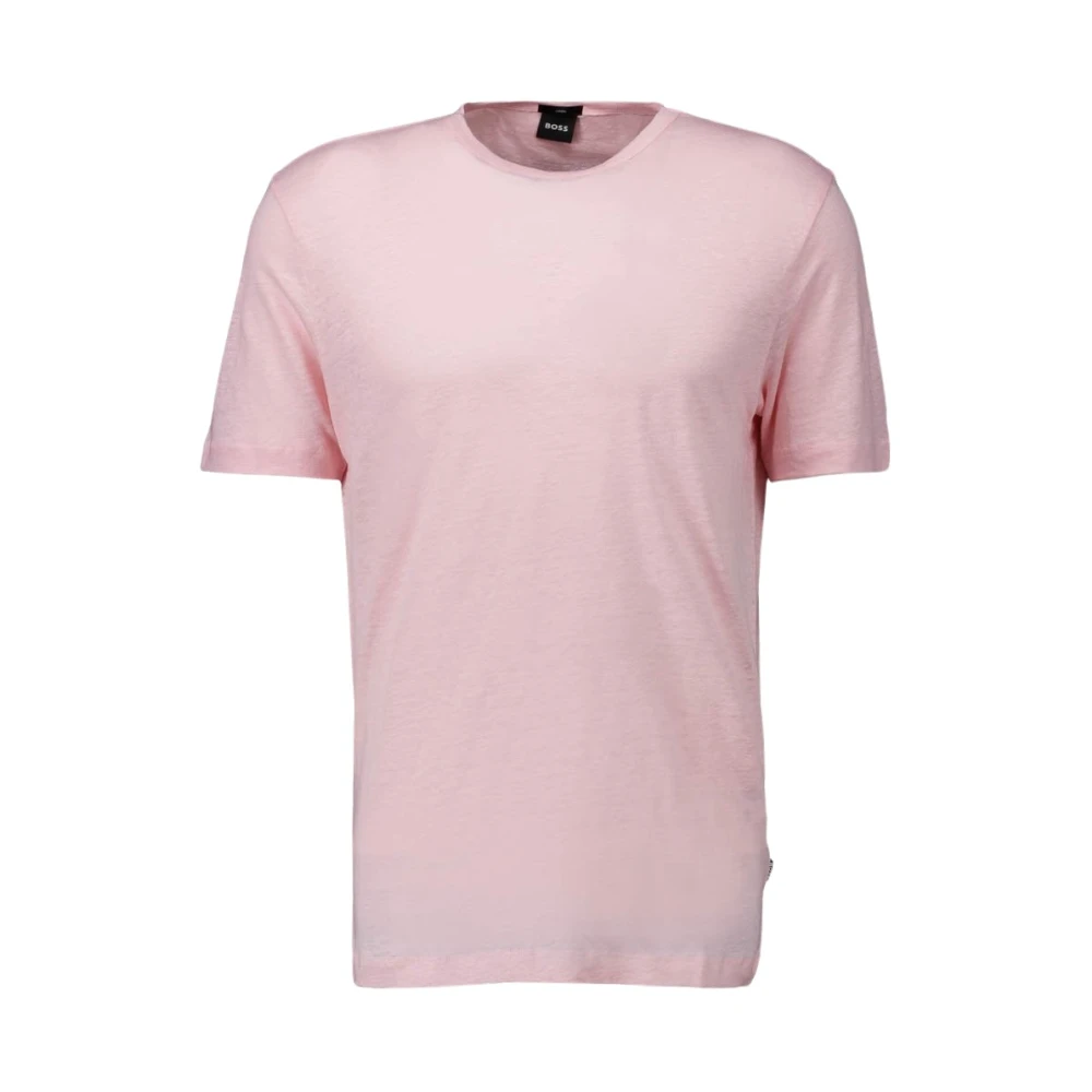 Boss Black Roze Linnen Stretch T-Shirt Tiburt Pink Heren