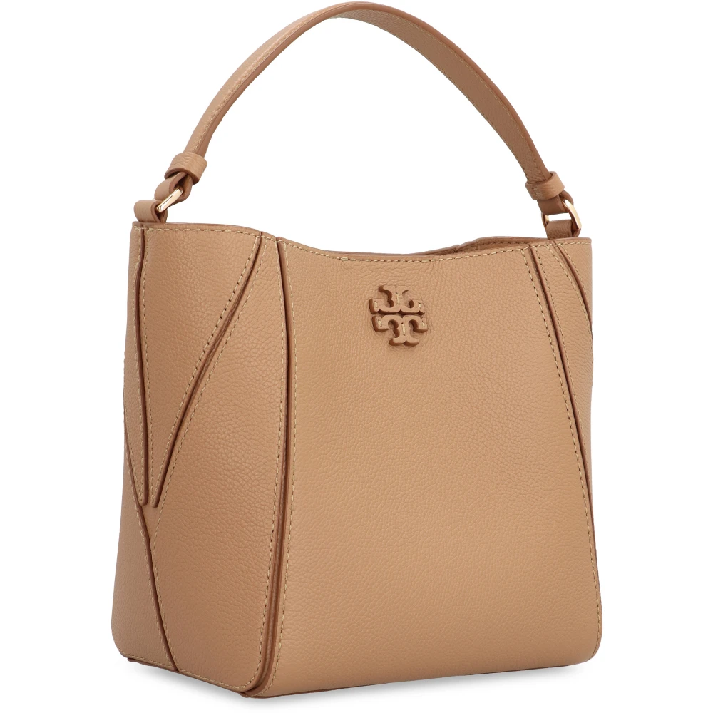 TORY BURCH Mini Bucket Tas met Leren Handvat Beige Dames