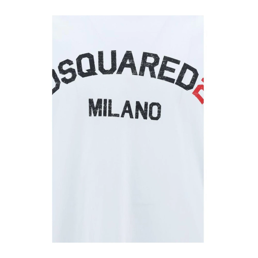 Dsquared2 Monochrome Katoenen T-shirt met Geribbelde Hals White Heren
