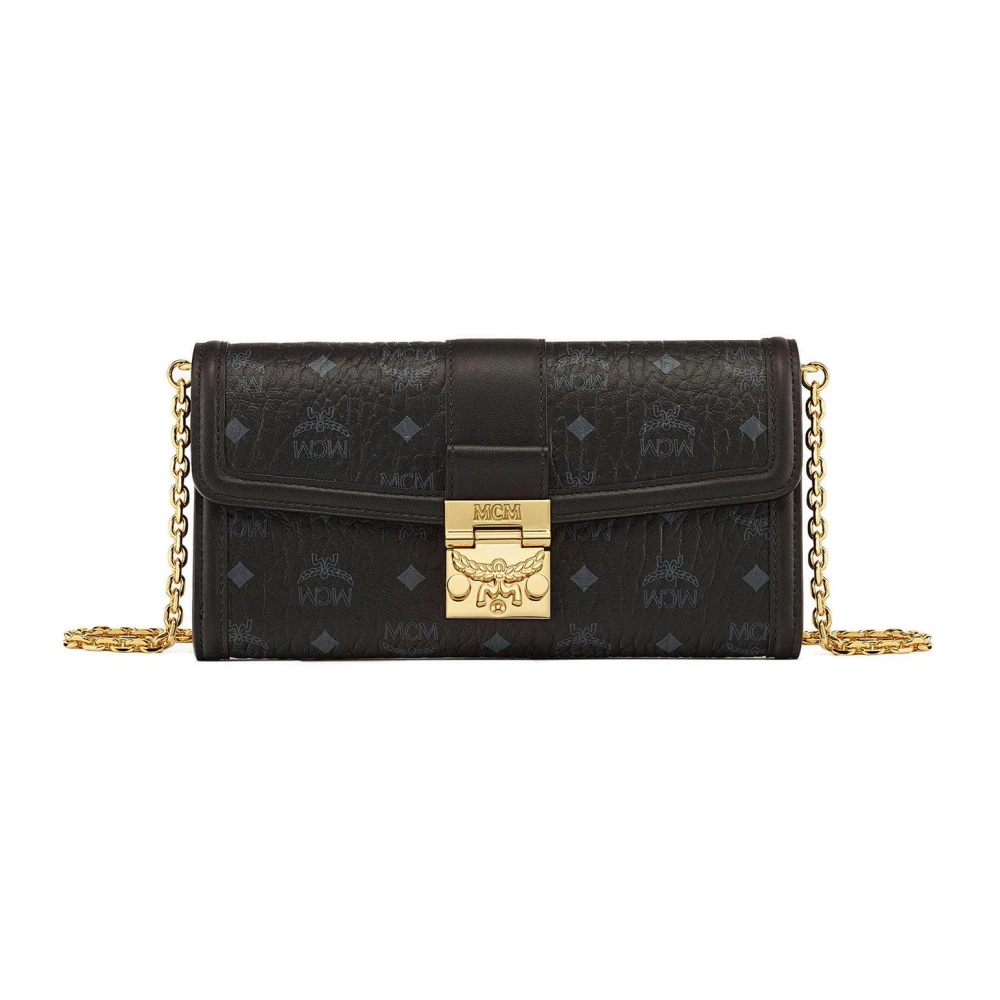 MCM Tracy portemonnee met kettingriem in Visetos Black Dames