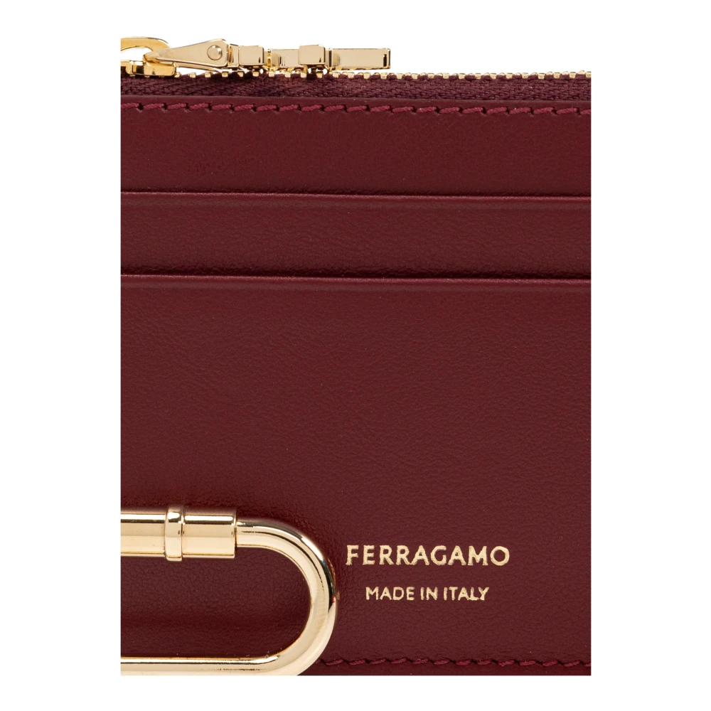 Salvatore Ferragamo Leren kaarthouder met sleutelhanger Red Dames