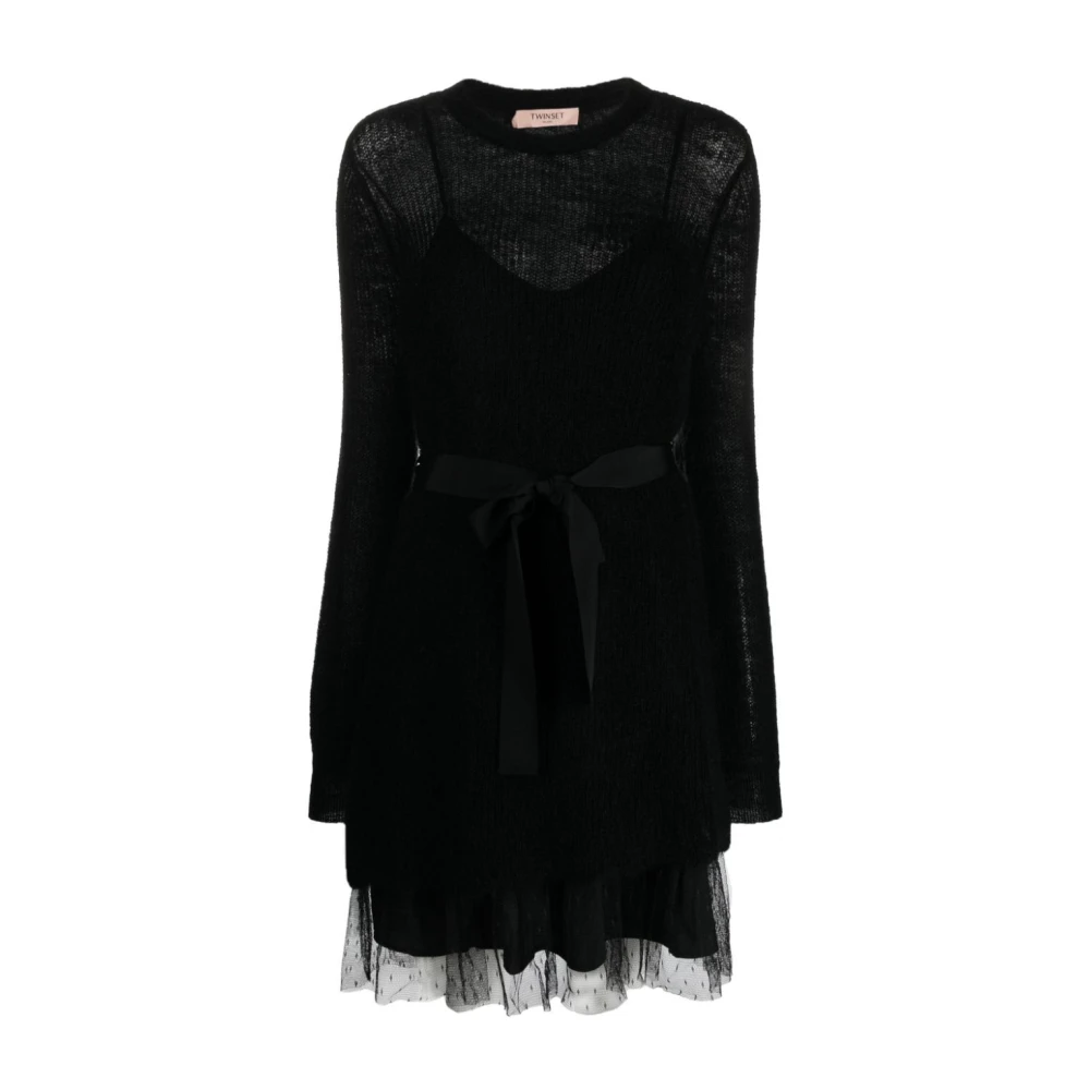 Twinset Mini Jurk met Riem Black Dames