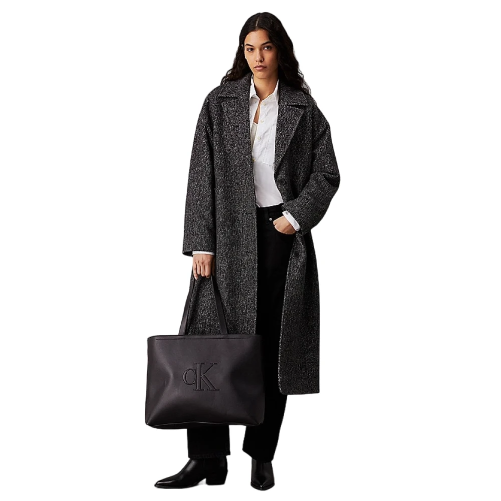 Calvin Klein Zwarte Eco Leren Tote Tas Black Dames