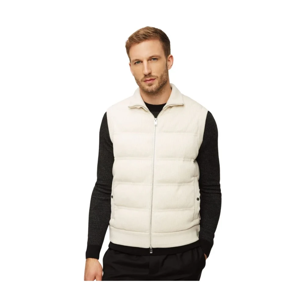 Hugo Boss Herenkleding Regular Fit Ribgebreid Gilet Beige Heren