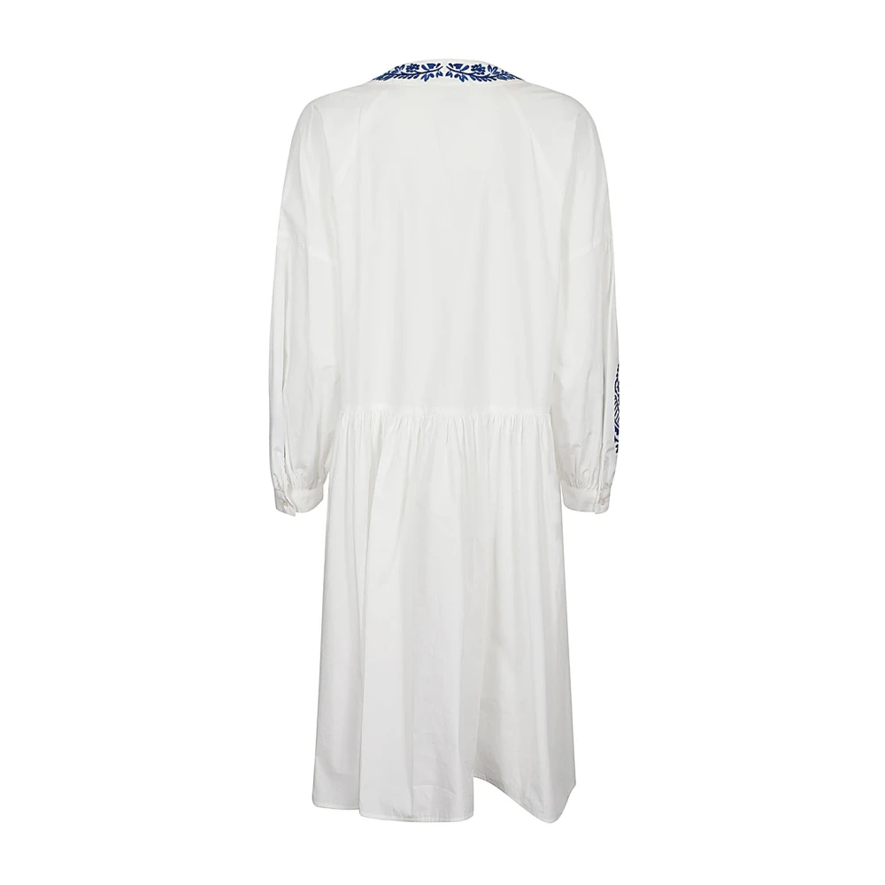 Max Mara Weekend Etnische Katoenen Knielange Jurk White Dames