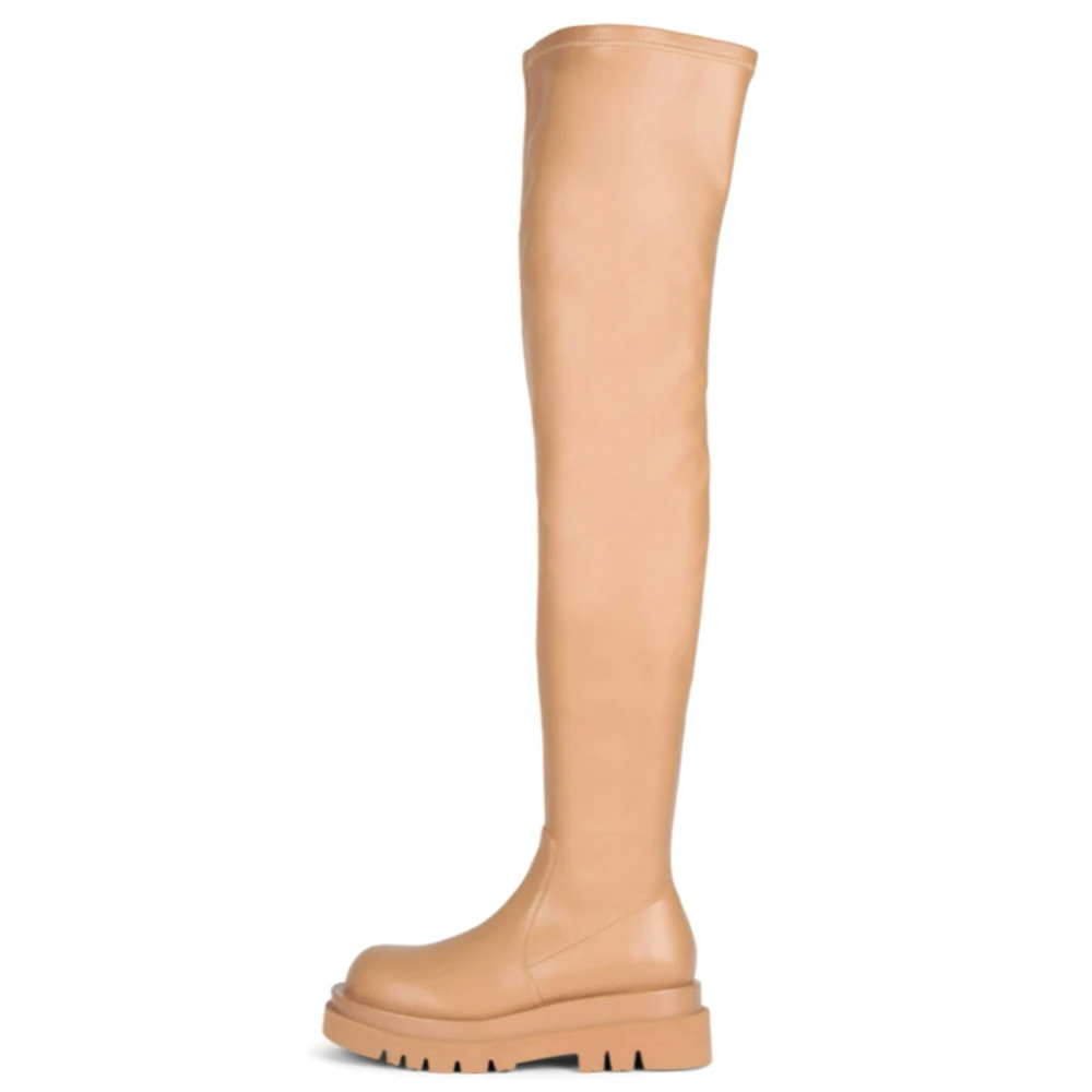 Jeffrey Campbell Beige Läder Hög Topp Stövlar Beige, Dam