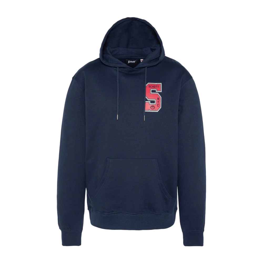 Schott NYC Blauwe katoenen hoodie Blue Heren