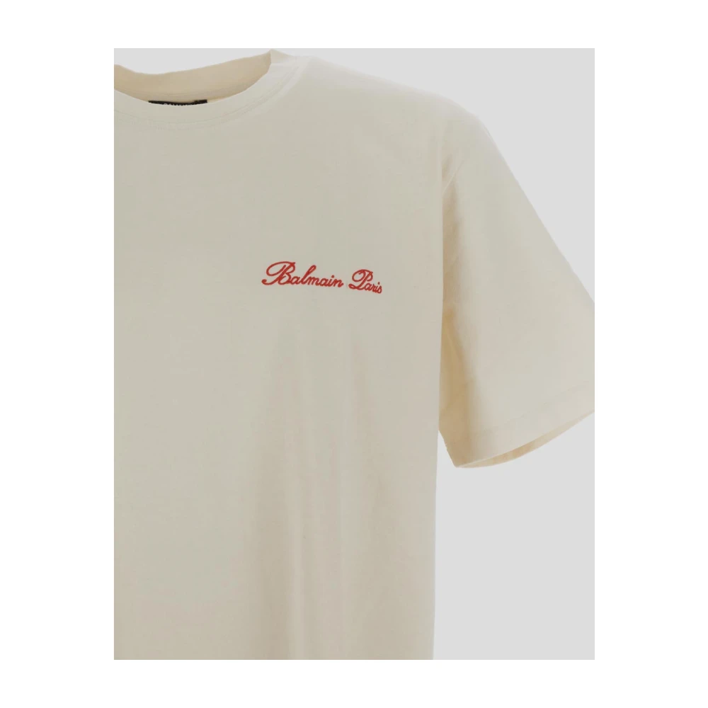 Balmain Crème T-shirt met korte mouwen Beige Heren