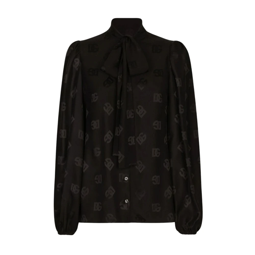 Dolce & Gabbana Zwarte DG Logo Blouse Shirt Black Dames