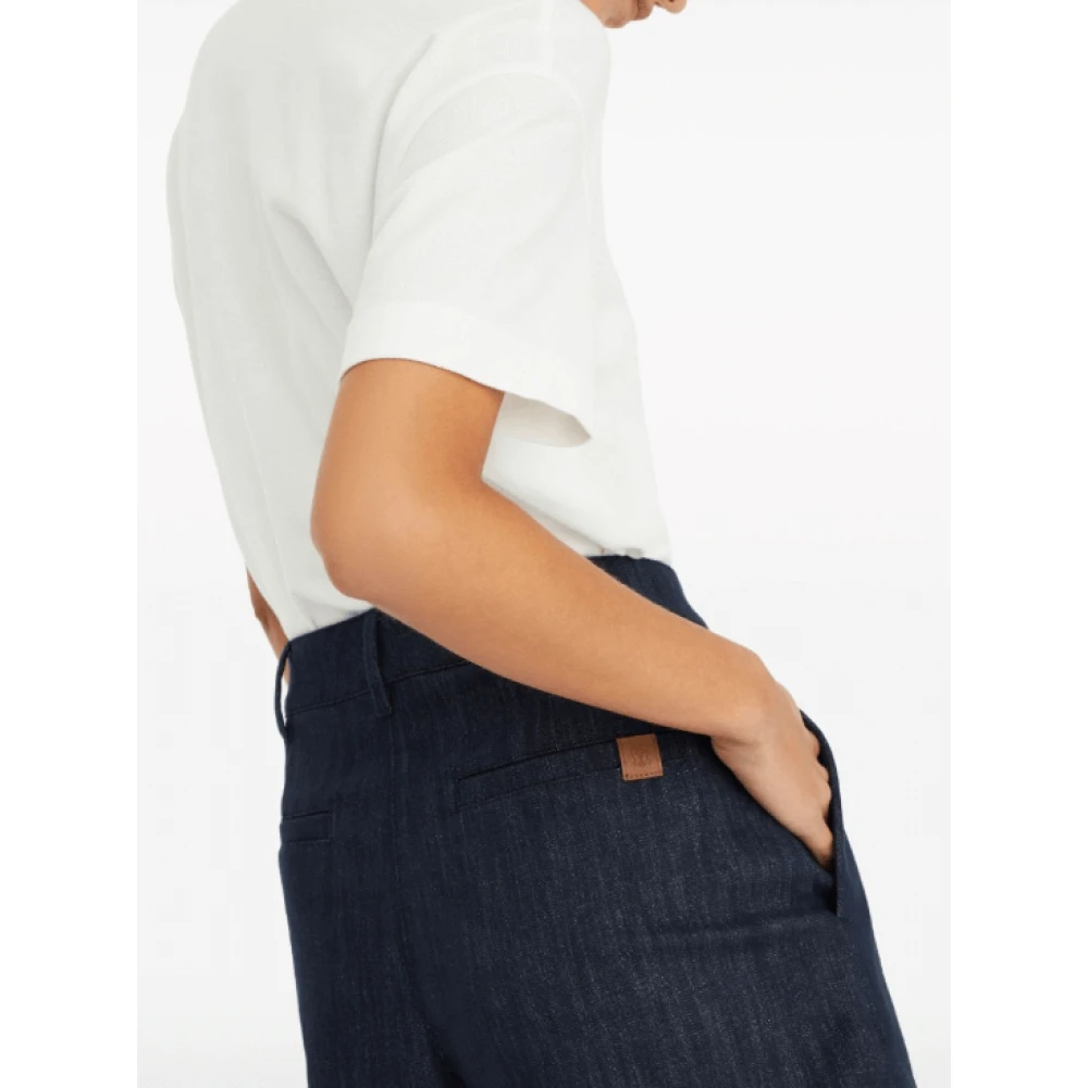 BRUNELLO CUCINELLI Blauwe Denim High-Waisted Shorts Blue Dames