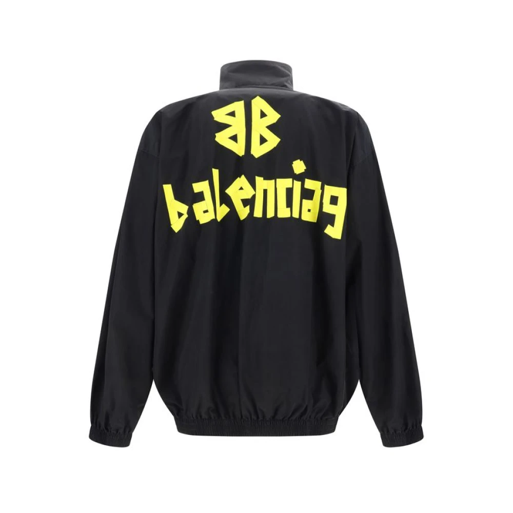 Balenciaga Katoenen jas met hoge kraag Black Heren