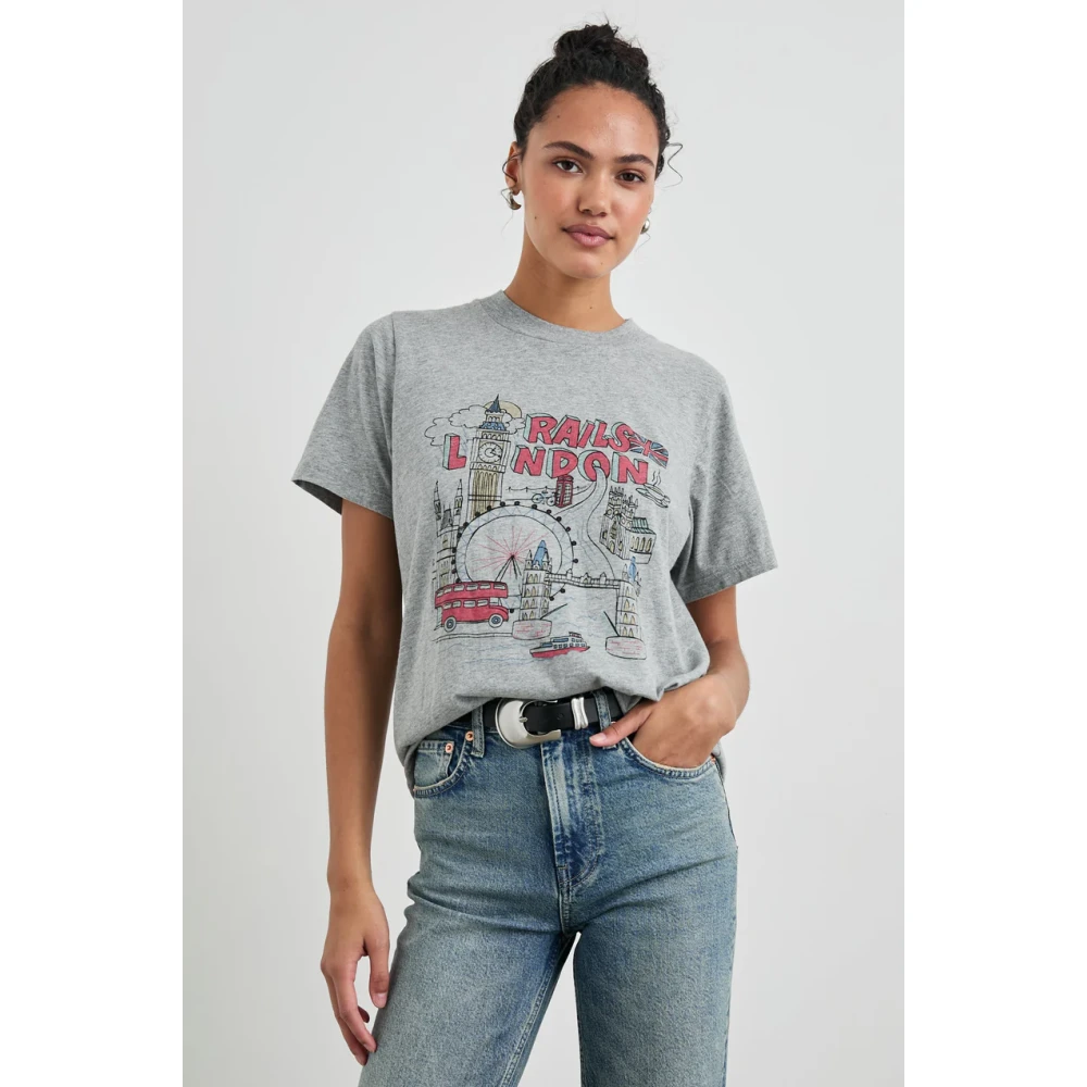 Rails London Boyfriend T-shirt Zwart Katoenen Jersey Gray Dames