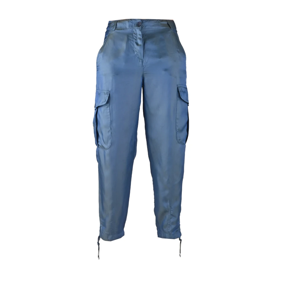 Aspesi Cargo Acryl Broek met Glanzend Effect Blue Dames