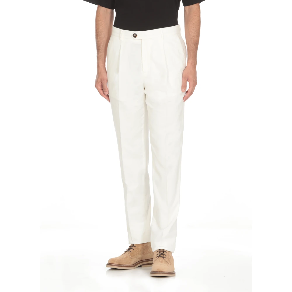 BRUNELLO CUCINELLI Witte Katoenen Broek met Zakken White Heren