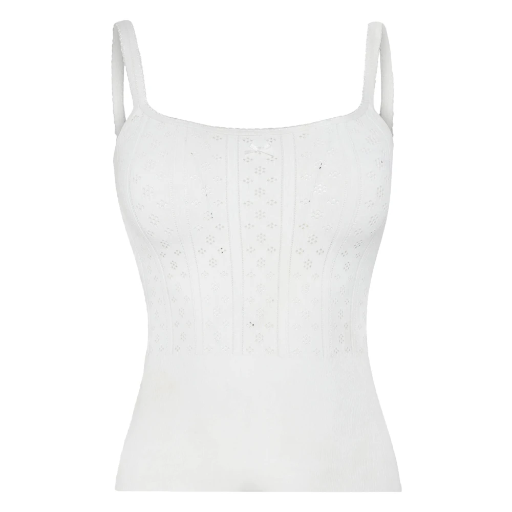 Jw Anderson Women's White Knitted Pointelle Cami Top - Sleeveless Tops - M - Tops