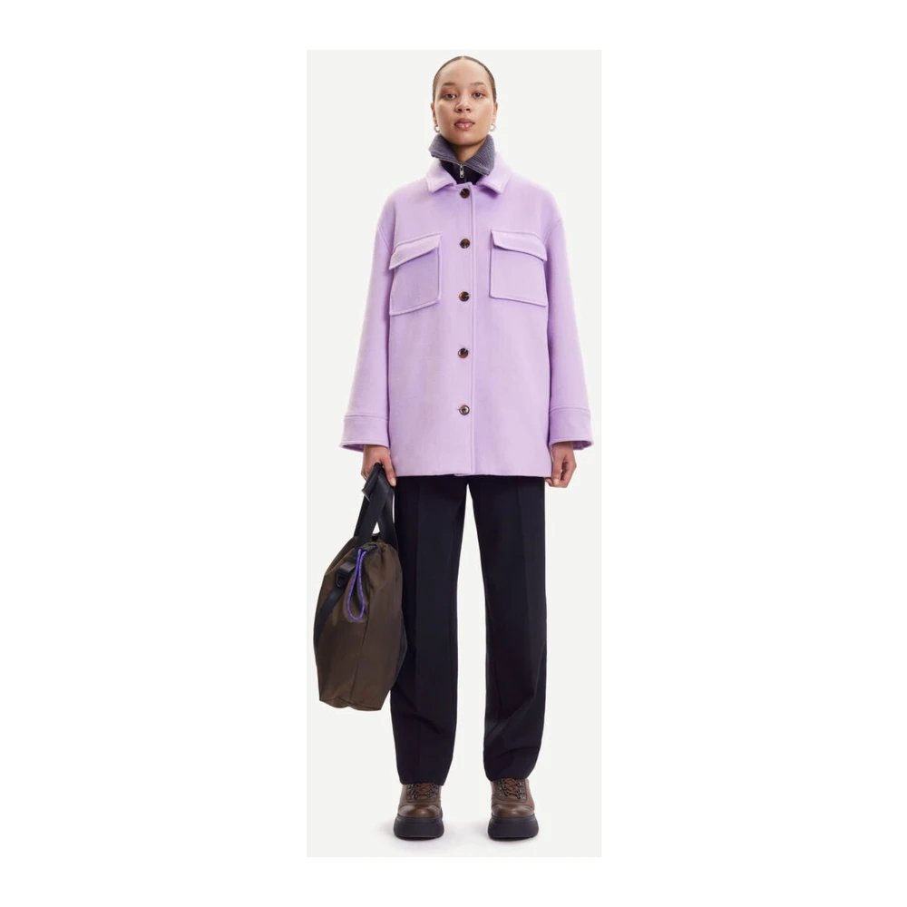 Samsøe Lila Wollen Overshirt Purple Dames