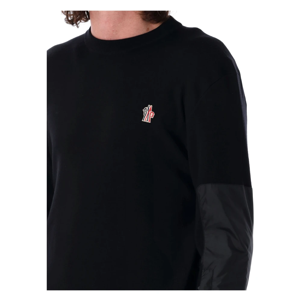 Moncler Zwarte wollen trui met ronde hals Black Heren
