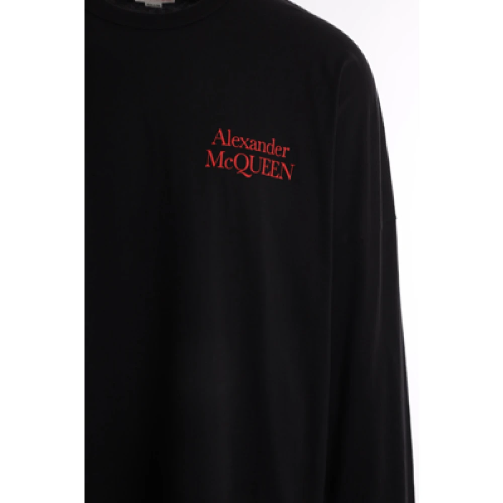 alexander mcqueen Oversized Katoenen T-shirt met Rode Logoprint Black Heren
