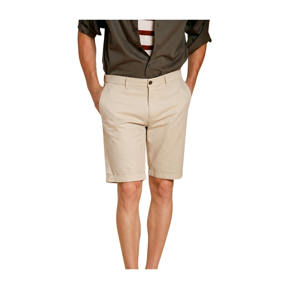 Mason's Mannelijk Beige Korte Broeken Heren, S, Katoen, London Chino Bermuda