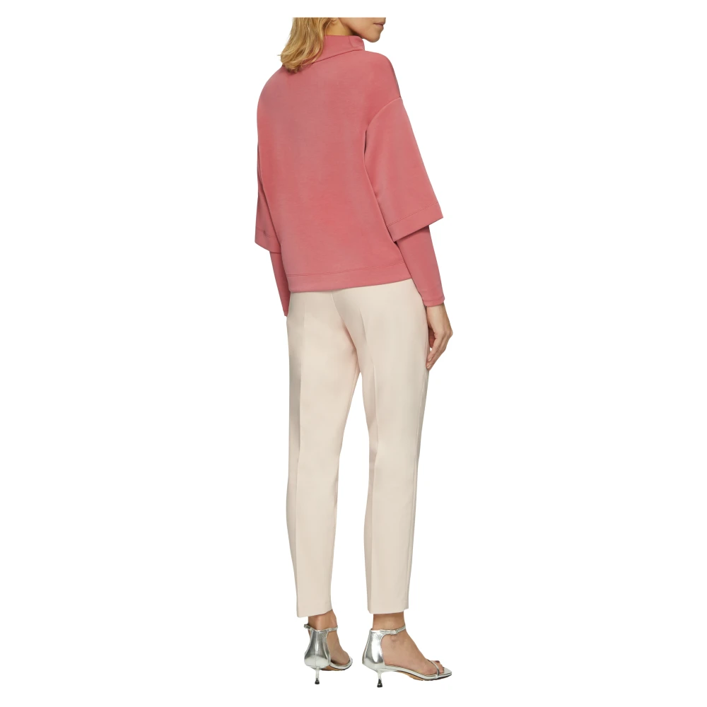 s.Oliver Gelaagde Scuba Sweatshirt met Opstaande Kraag Pink Dames
