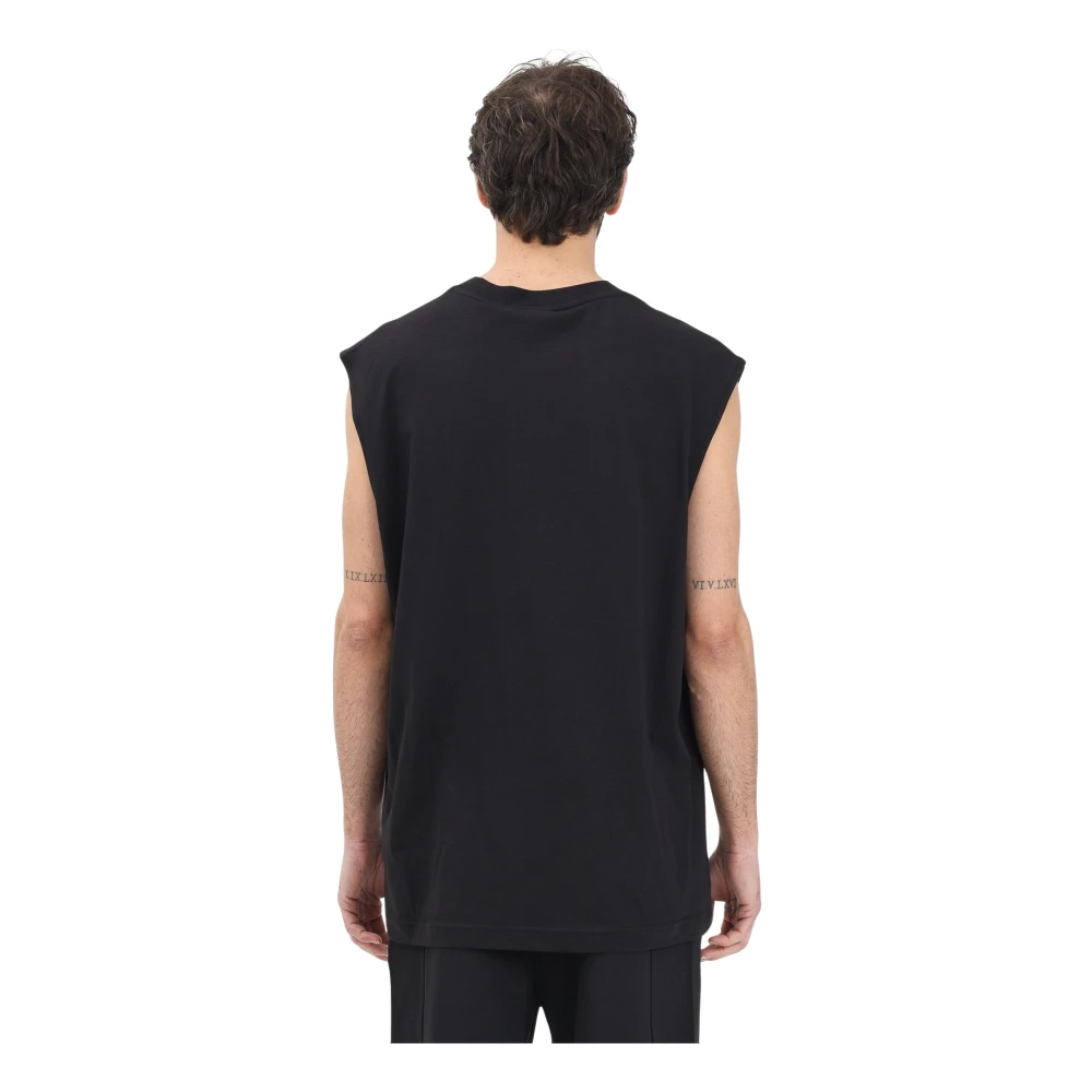 Versace Jeans Couture Zwarte Mouwloze Oversized T-shirt Black Heren
