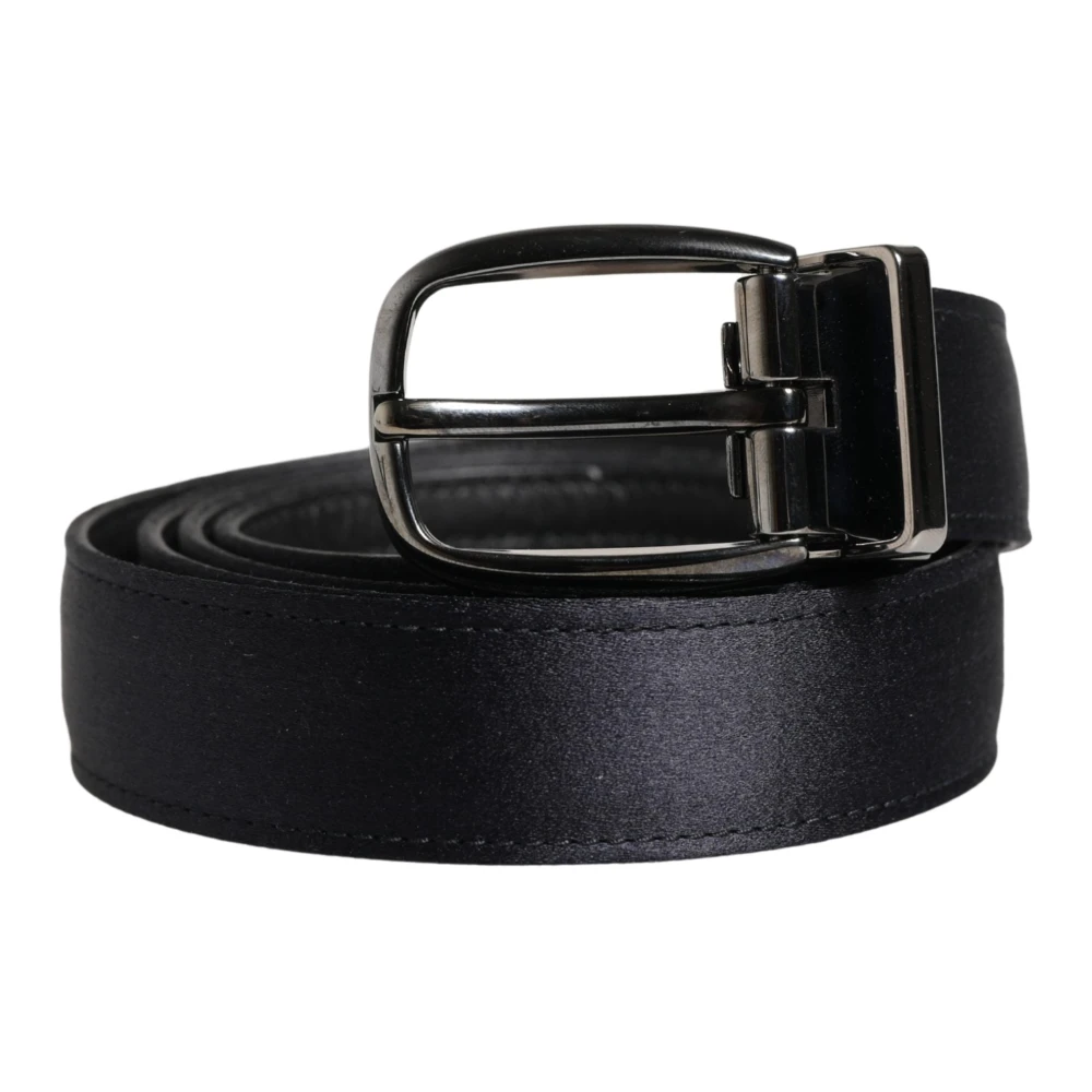 Dolce & Gabbana Svart Classic Viscose Metal Buckle Belt