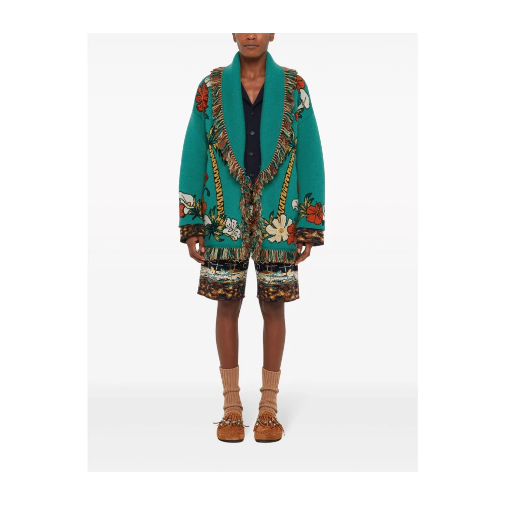 Alanui Groene Kasjmier Gebreide Jacquard Sweater Green Dames
