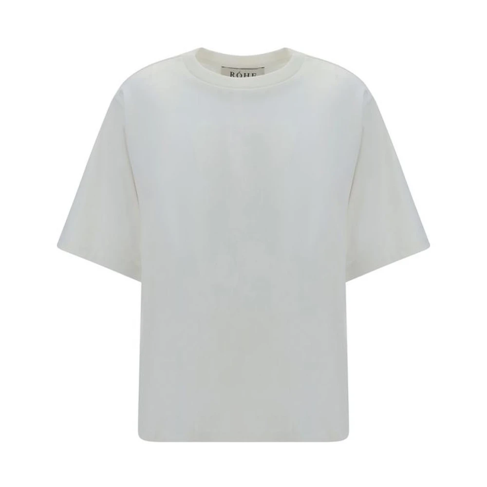 Róhe Katoenen Geribbeld T-shirt Monochroom Oversized Pasvorm White Dames