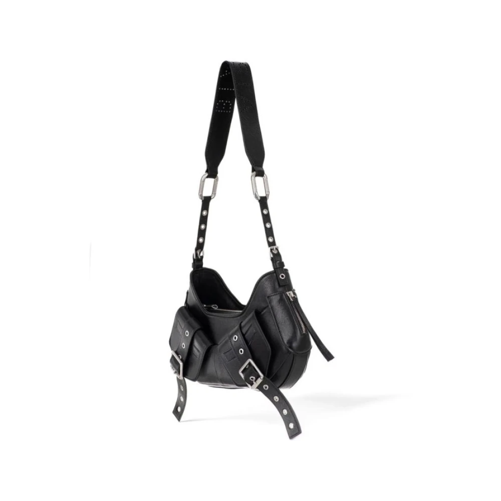 Biasia Leren Schoudertas Black Dames