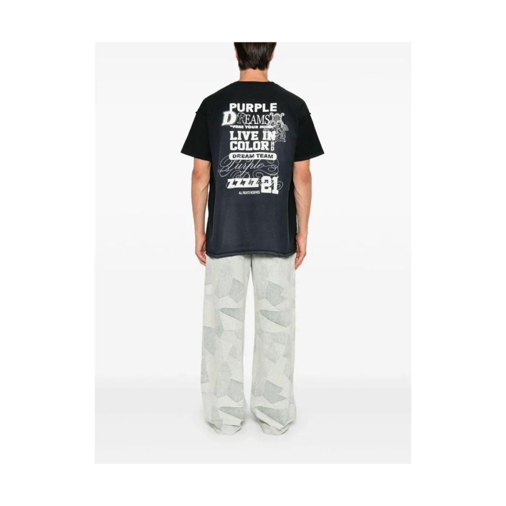 Purple Brand Slub Textuur Logo Print T-shirt Black Heren