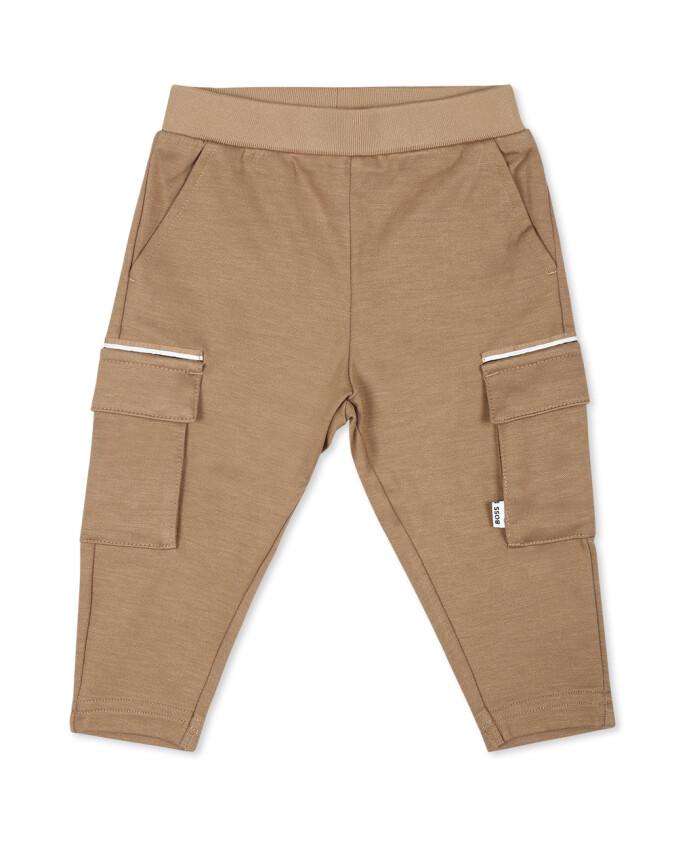 beige-casual-broek-met-gestreept-detail