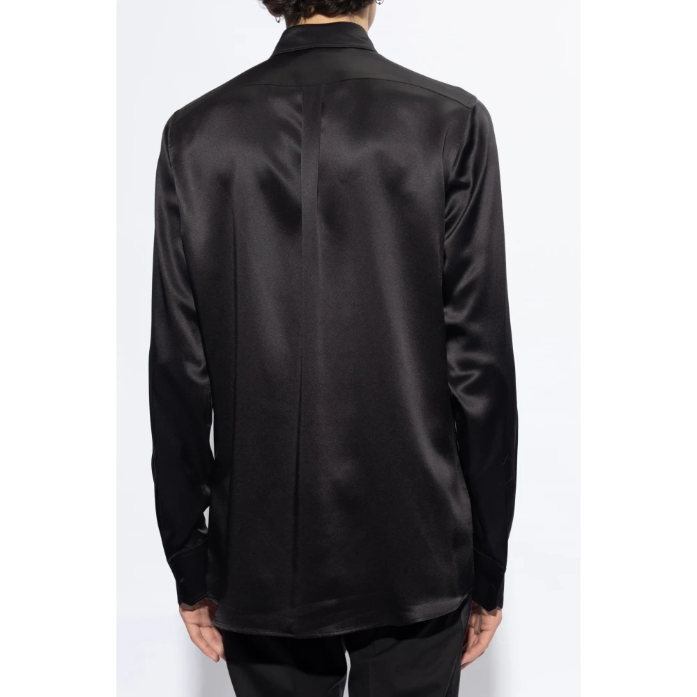 Dolce & Gabbana Zijden shirt Black Heren