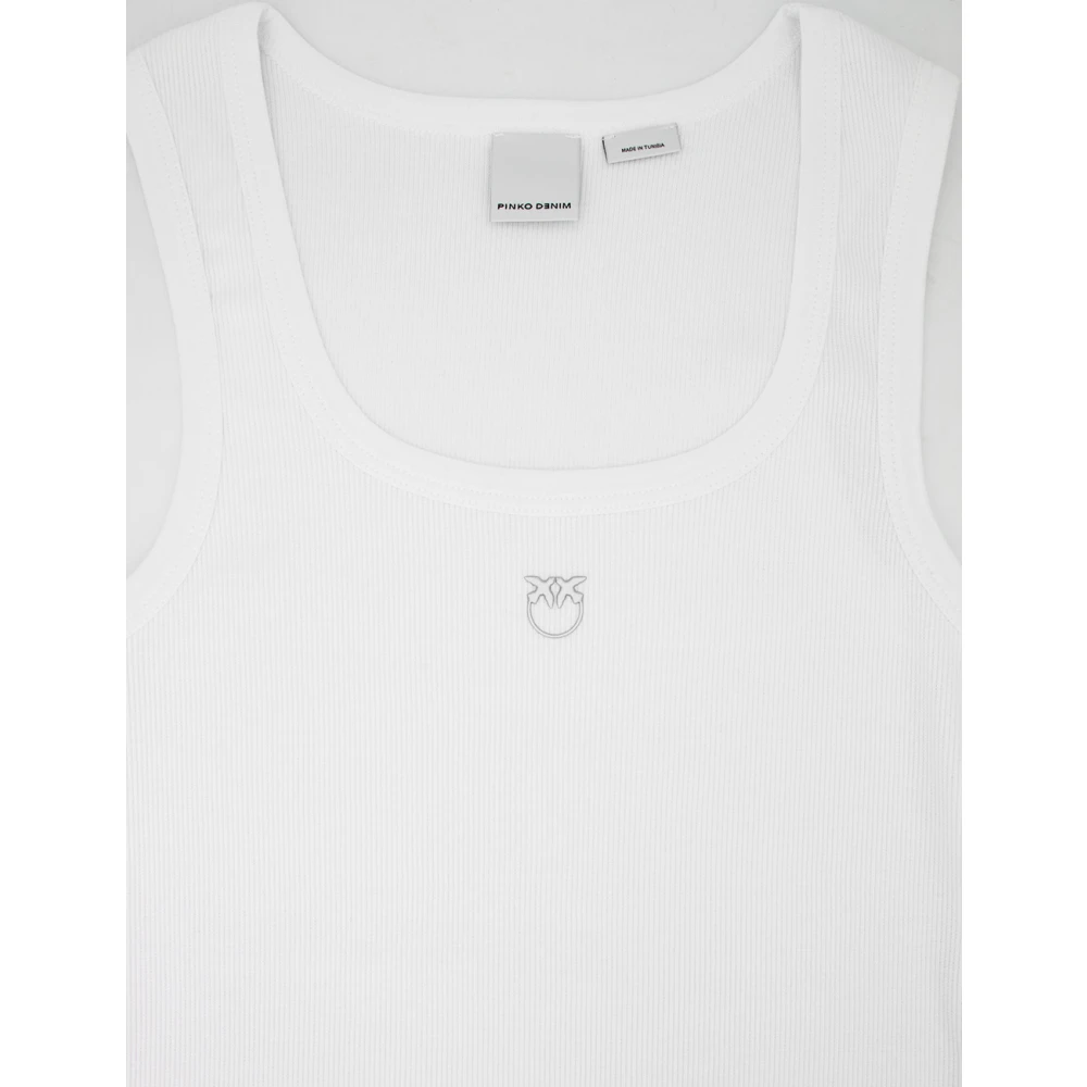 pinko Geribbelde tanktop met Love Birds borduurwerk White Dames