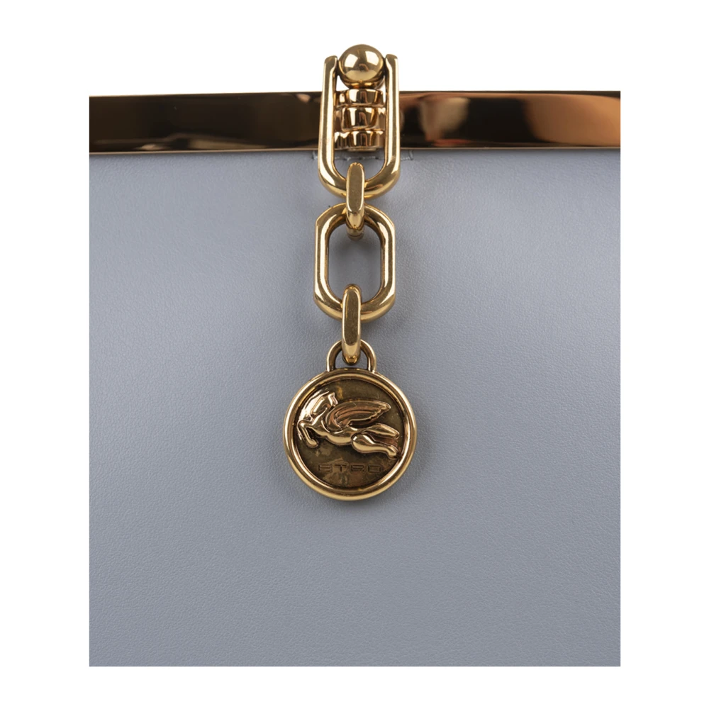 ETRO Blauwe Leren Vela Tas met Metalen Ketting Sluiting Blue Dames