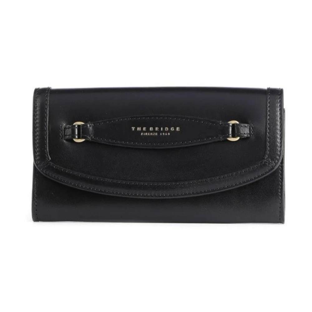 The Bridge Women's Black Leather Wallet With Button Closure