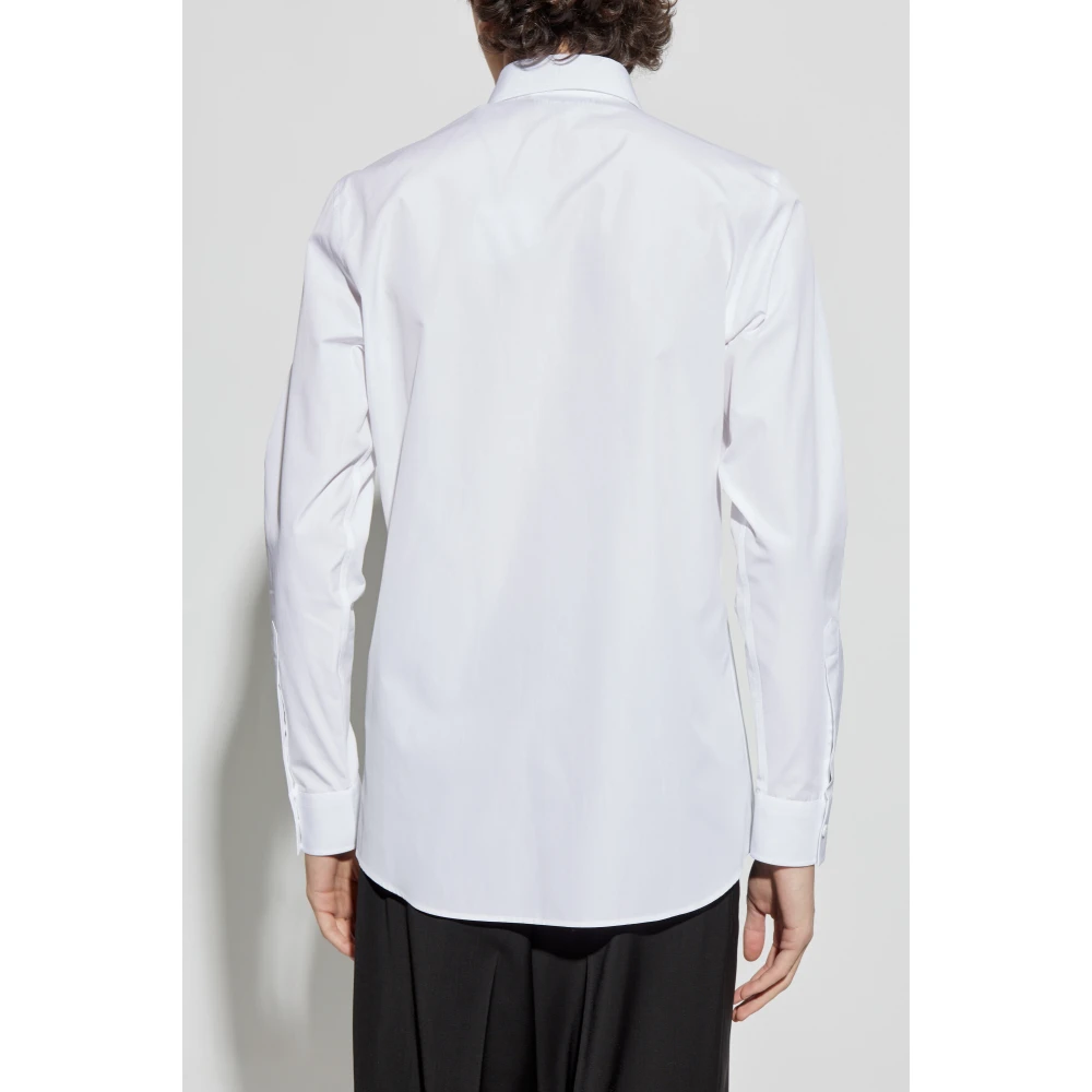 Moschino Katoenen shirt met geborduurd logo White Heren