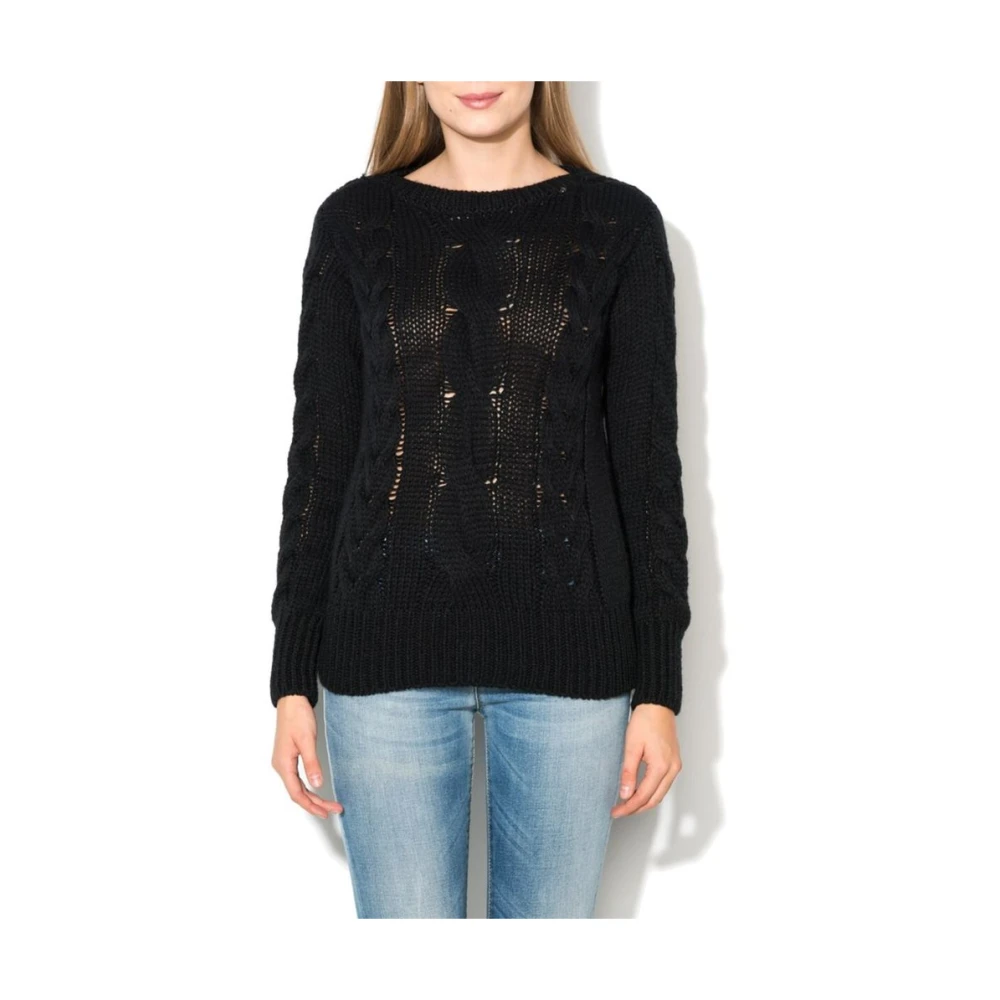 Gas , Round-Neck Knitwear, Female, Black, L, Round-Neck Knitwear