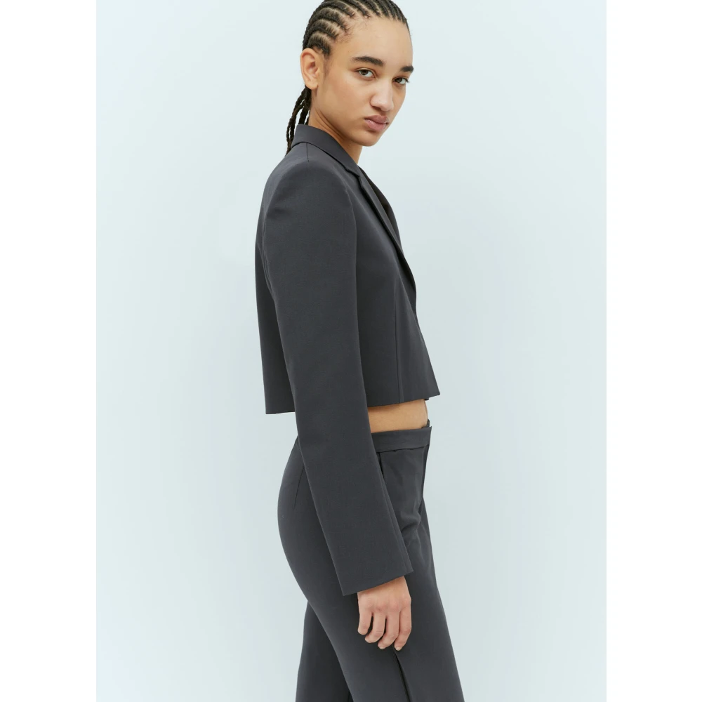Diesel Op Maat Gemaakte Crop Blazer in Plain Weave Gray Dames