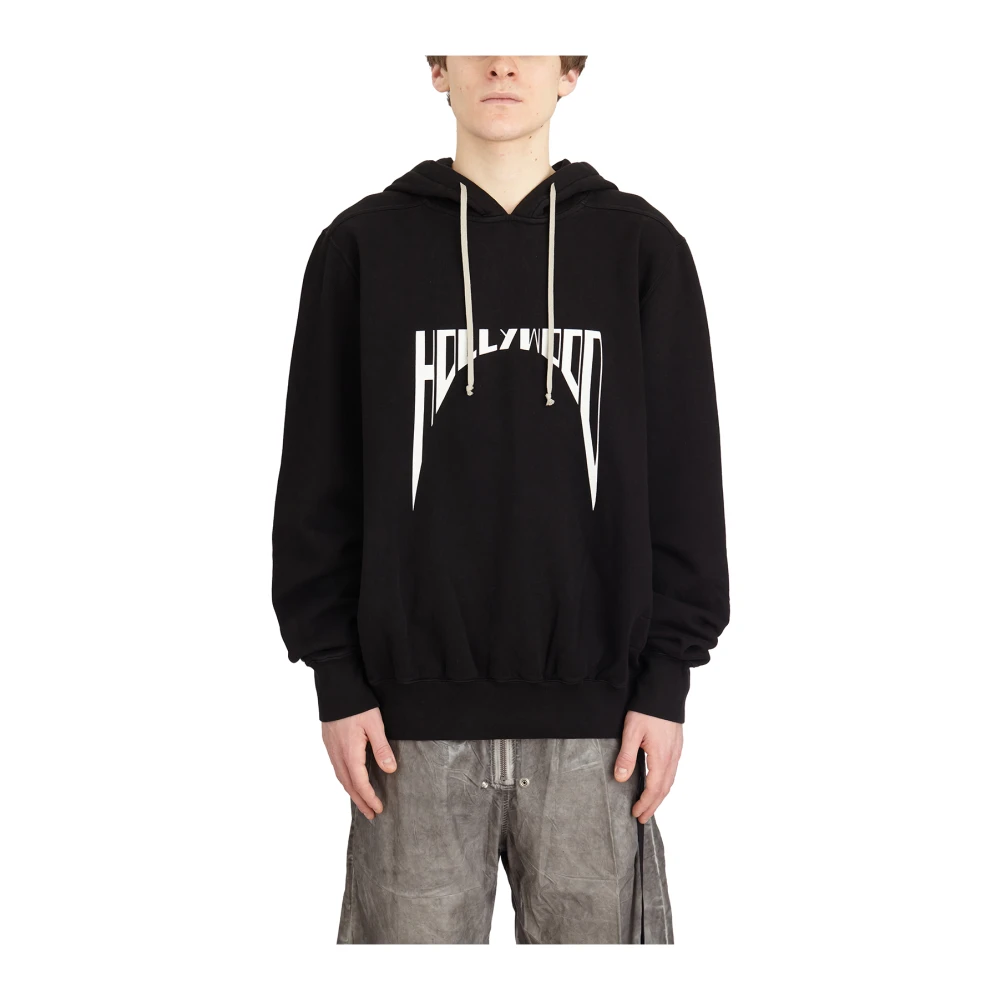 Rick Owens Svart Oversized Hoodie Black, Herr