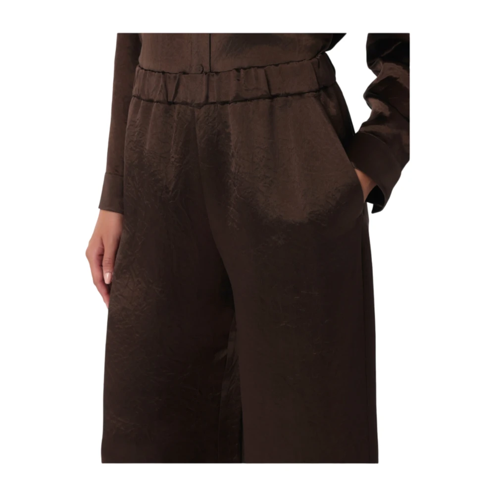 Max Mara Bruine Zijden Rechte Pijp Geknipte Broek Brown Dames