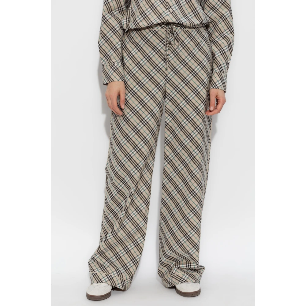 Burberry Geruite Broek Beige Dames