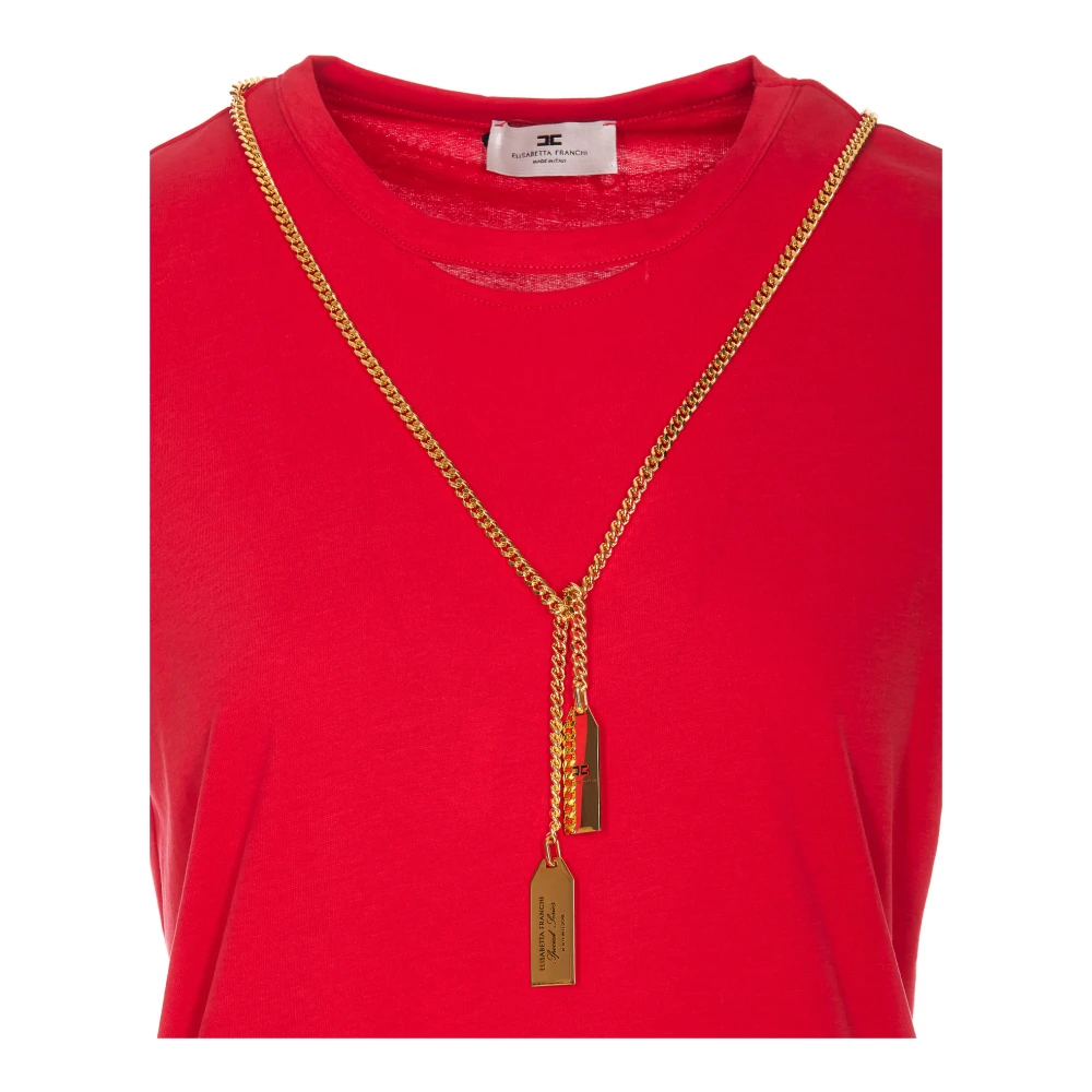 Elisabetta Franchi Rode T-shirt met cut-out detail Red Dames