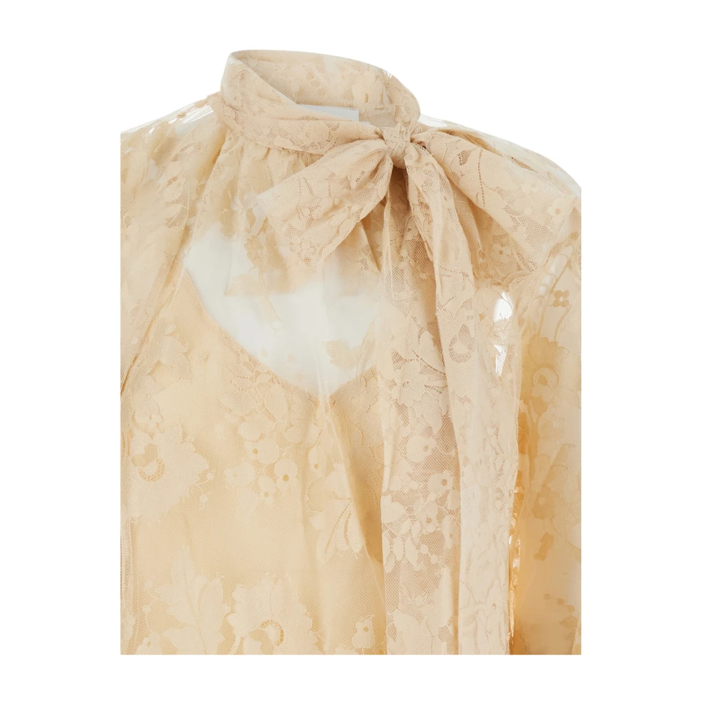 Zimmermann Beige Blouse met Strik en Kant Beige Dames