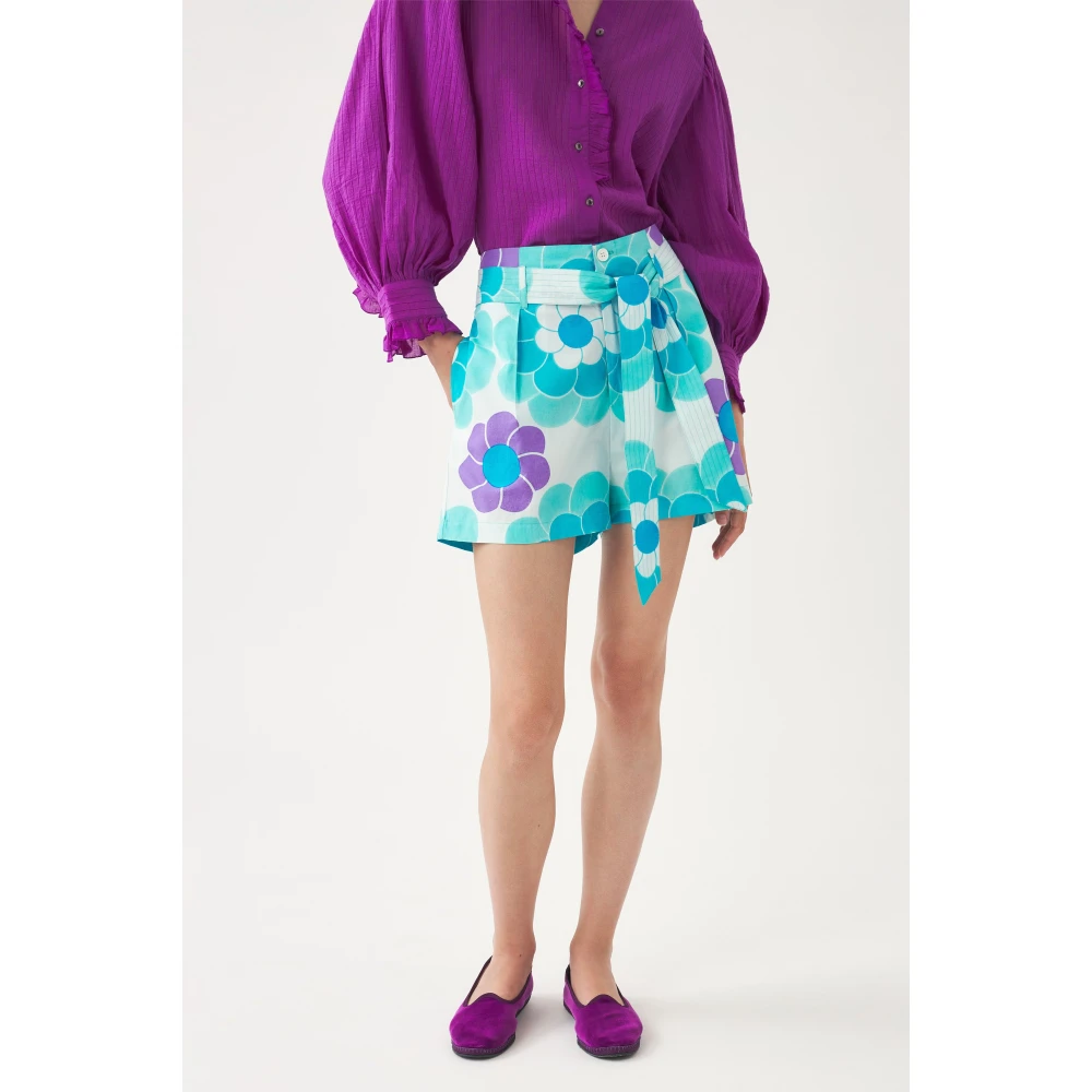 Antik batik Retro Print High-Waisted Cotton Shorts Multicolor Dames