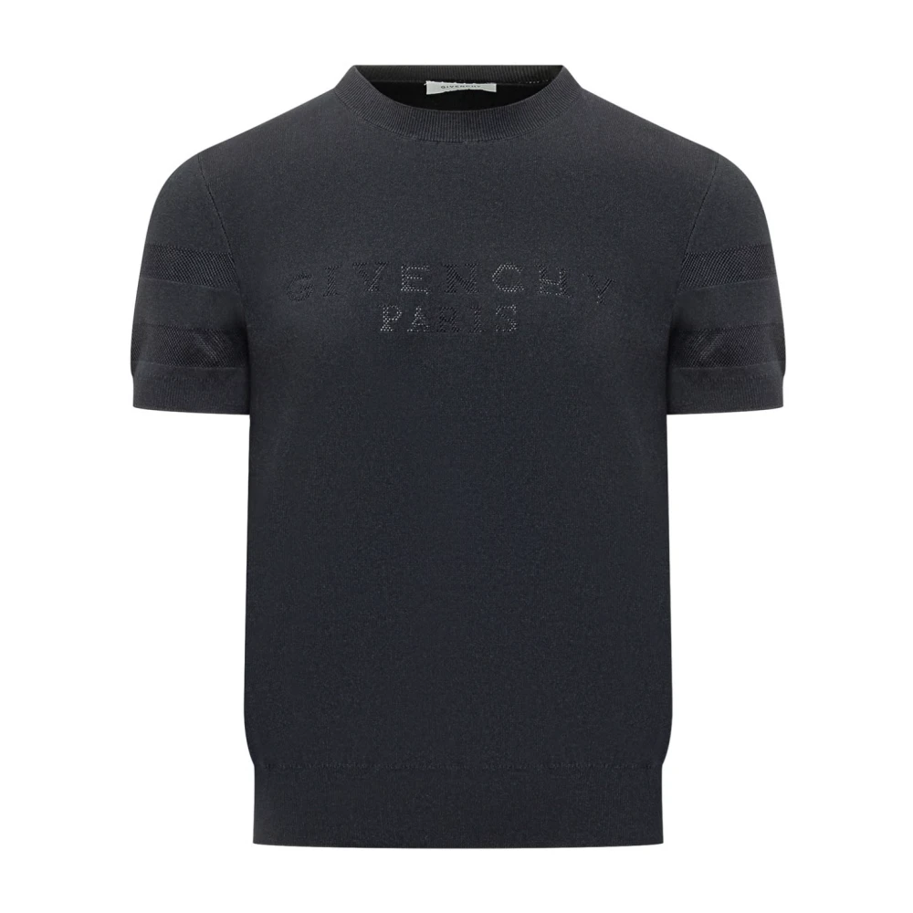 Givenchy Men's Blue Mesh Panel Short-Sleeve Sweater