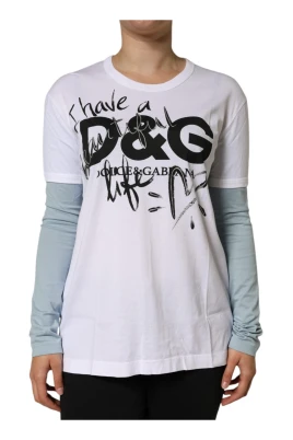 Vit Logotyp Tryck Bomull T-shirt