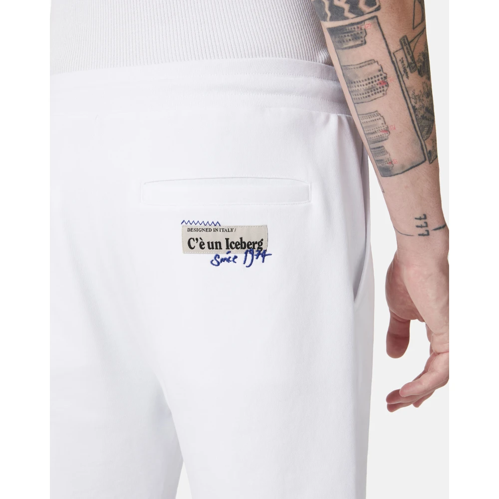 Iceberg Witte slim fit Bermuda shorts van katoenfleece White Heren