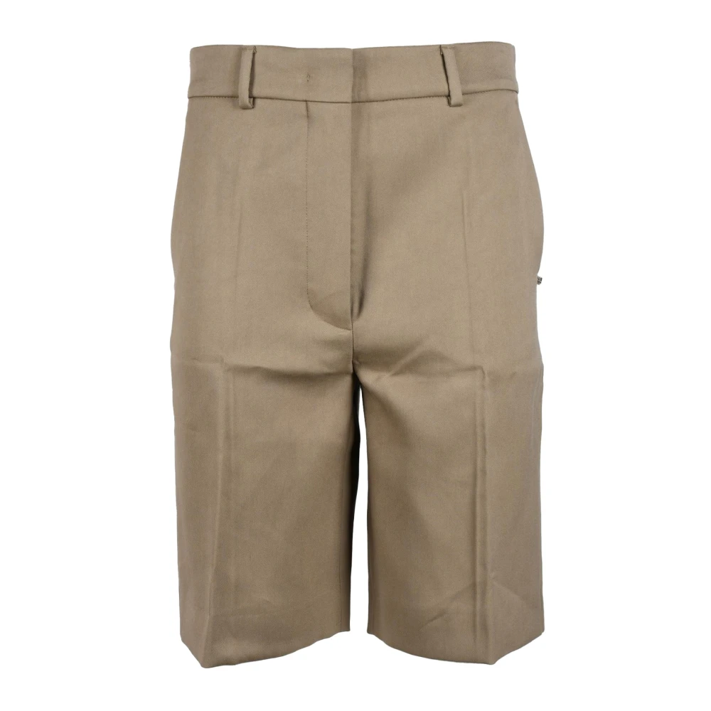 SPORTMAX Casual Bermuda Shorts in Katoen-Viscose Mix Beige Dames