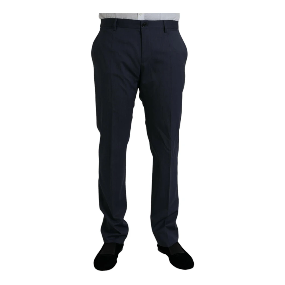 Dolce & Gabbana Men's Blue Suit Trousers, Xl, Slim Fit Wool Dress Trousers